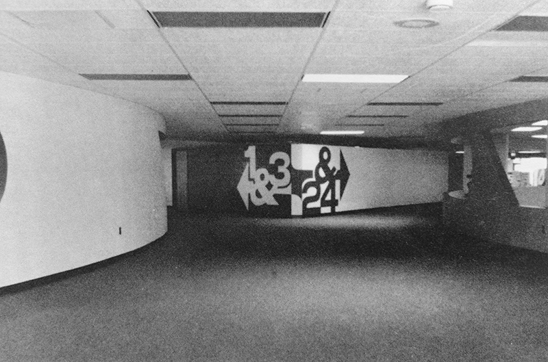 Black and white photograph of an interior hallway at Terra Centre Elementary School from the 1980-81 yearbook.