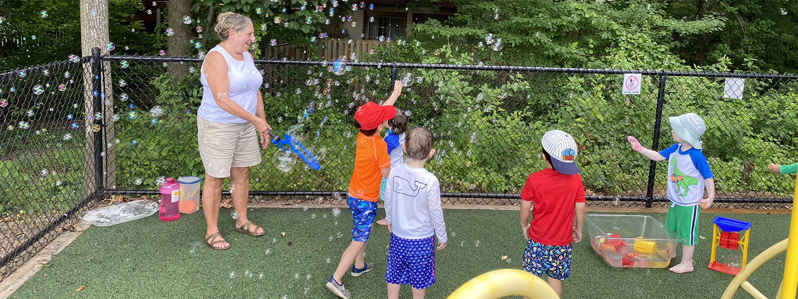 Terra Centre Students playing with bubbles