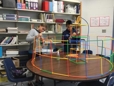 students building structures